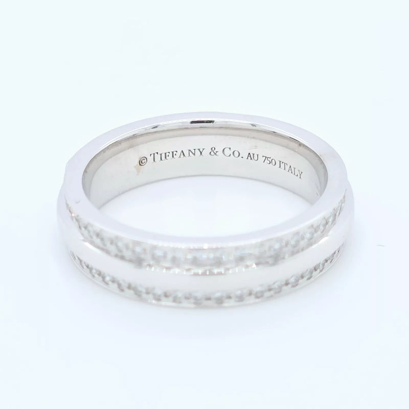 Tiffany & Co. Tiffany T Narrow Pave Diamond Ring, 4.5mm,18ct White Gold, Size I