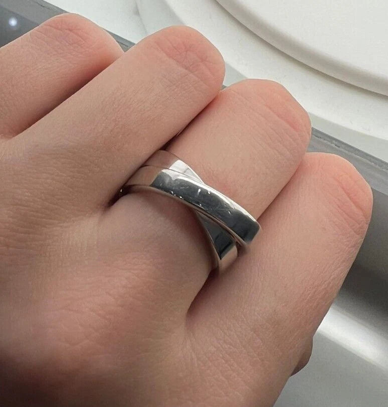 Cartier 1999 Crossover 18ct White Gold Ring, Size 52