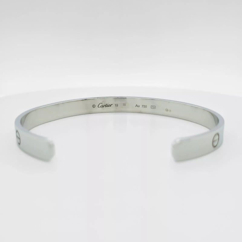 Cartier 18ct White Gold Love Bracelet, Open Bangle, Size 19