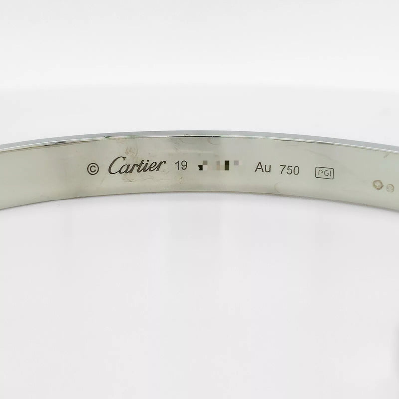 Cartier 18ct White Gold Love Bracelet, Open Bangle, Size 19