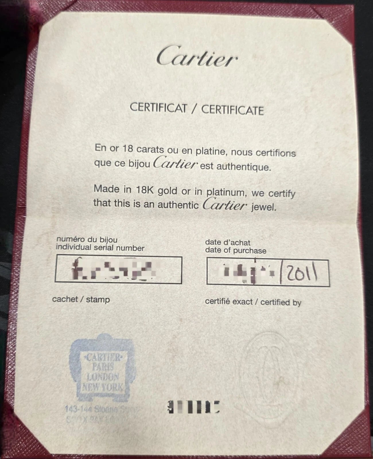 Cartier Love Ring – 18ct White Gold, 3 Diamonds, Size 54