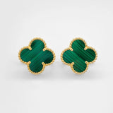 Van Cleef & Arpels Vintage Alhambra Earrings, Malachite, 18ct Yellow Gold