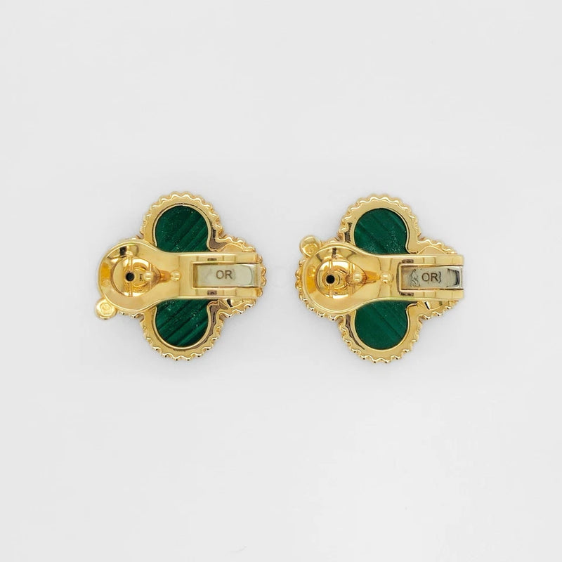 Van Cleef & Arpels Vintage Alhambra Earrings, Malachite, 18ct Yellow Gold