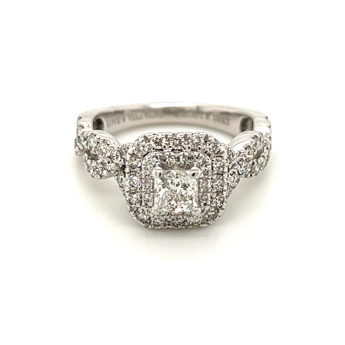 Pre-Owned Vera Wang Halo Ring 18K White Gold, Size I½