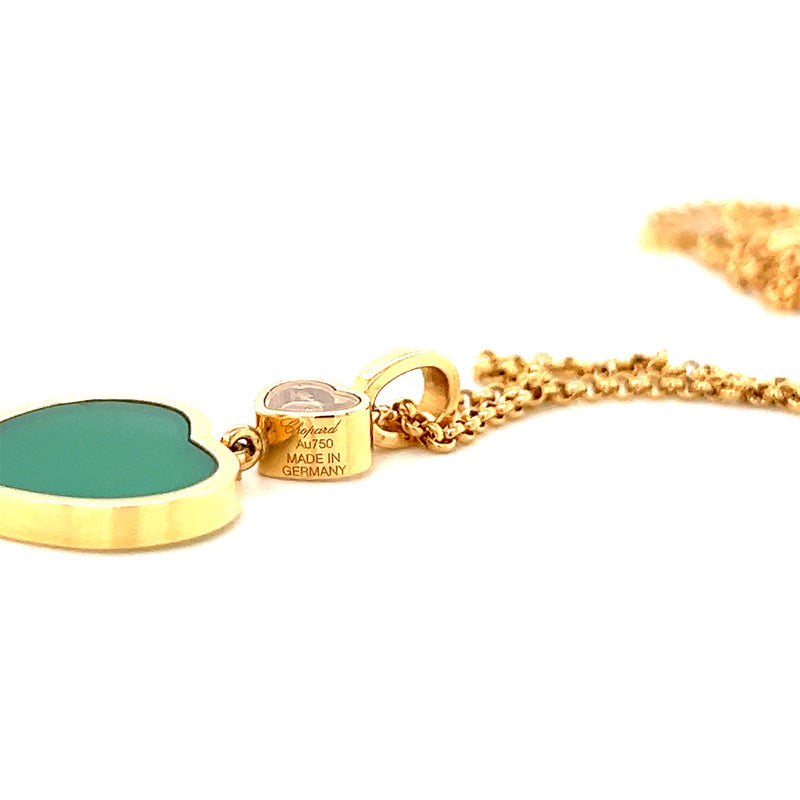Pre-Owned | Chopard 18K Rose Happy Gold Heart Pendant with Green Agate