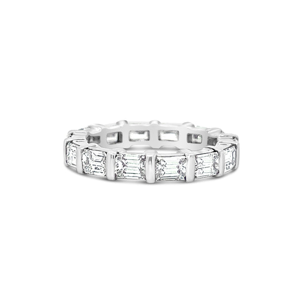 14K White Gold Round & Baguette Diamond Eternity Band