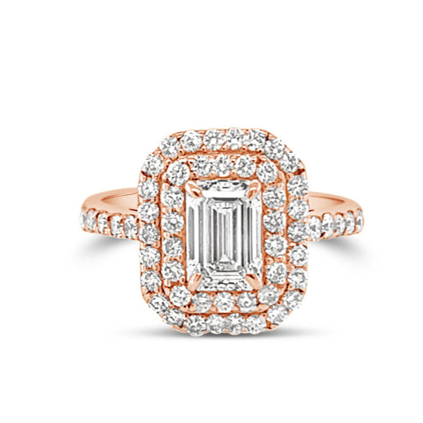 Daisy Double Halo Emerald Cut Diamond Ring