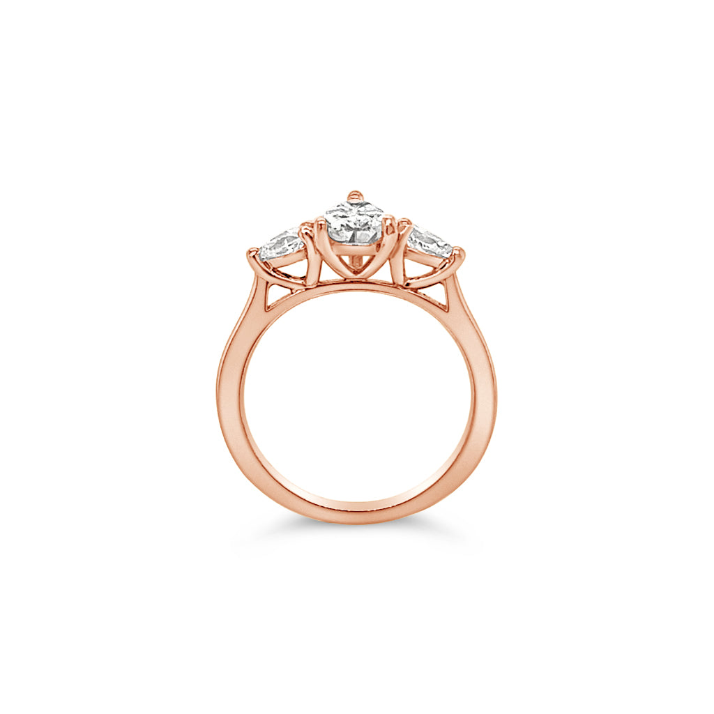Bluebell Pear Cut Three Stone Diamond Ring