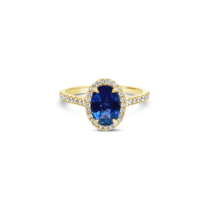 Peony Oval Halo Sapphire Ring