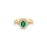 Jasmine Oval Halo Emerald Ring