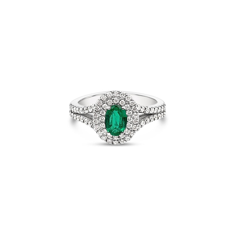 Jasmine Oval Halo Emerald Ring