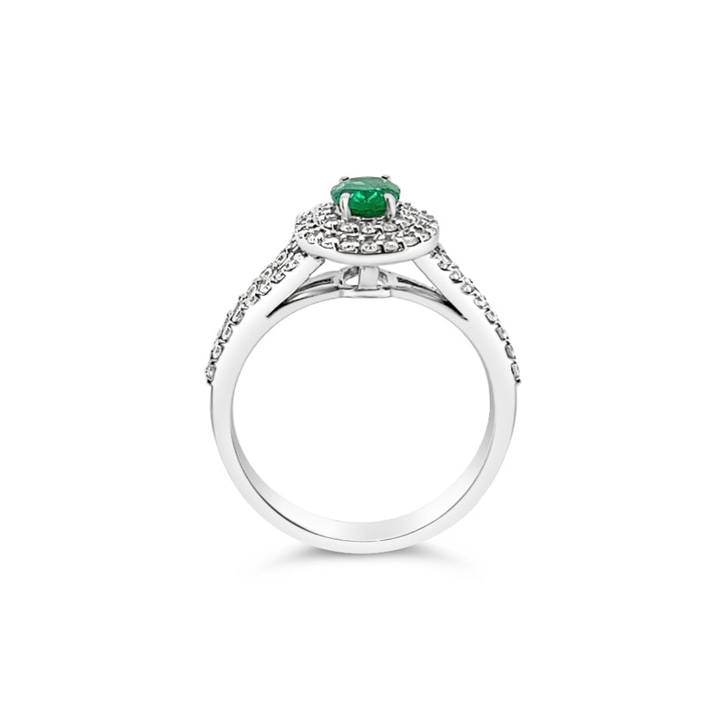 Jasmine Oval Halo Emerald Ring