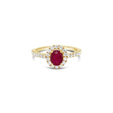 PEONY OVAL HALO RUBY RING