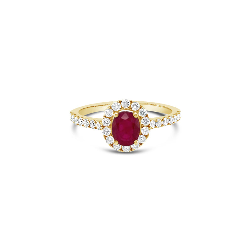 PEONY OVAL HALO RUBY RING